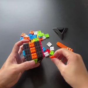 Speed Magic Cube 3x3 Build-on Brick Smooth Turning Magic Cube Brain Teaser Puzzle and Building Bricks Toy Desk Toy Great Gift for Building Blocks Fan