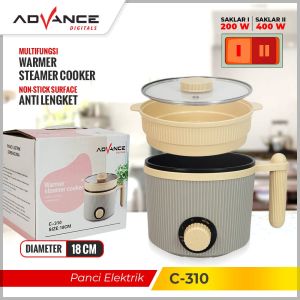 Advance Panci Listrik Multifungsi Serbaguna Kukusan Steamer Jumbo Rice Cooker 1.8 Liter - C310 - FREE ONGKIR Jabodetabek
