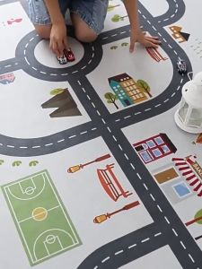 Tikar Permainan Play Mat Parking Lot Kids Toy Car Track Indoor Activity Foldable Children Play Rug
