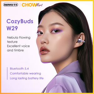 【Remax】CozyBuds W29 Open-Ear Wireless Earbuds - Lightweight Clip-On Bluetooth 5.4 6.5H Playtime 280H Standby Hi-Fi Sound Stable Fit Sweatproof (Black/Purple/Blue/White)