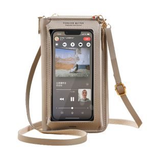 CURIO12 คลาสสิค กระเป๋าคลัทช์ ง่าย จอสัมผัส กระเป๋าสะพายข้าง ความจุขนาดใหญ่ กระเป๋าแมสเซนเจอร์ หนัง PU กระเป๋าสี่เหลี่ยมเล็ก กระเป๋าใส่โทรศัพท์มือถือ ที่ใส่บัตร กระเป๋าใส่โทรศัพท์มือถือ กระเป๋าถือผู้หญิง