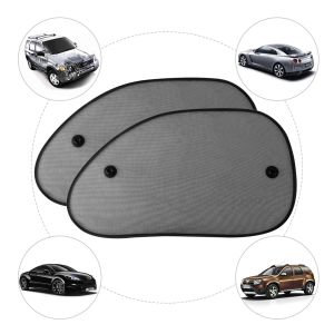 2PCS Black Car Sun Shade FRONT Side Window Sunshade Cover Mesh Visor Shield Screen Solar UV Protection