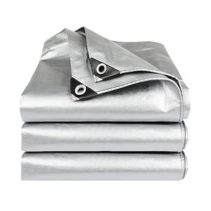 Car Roof Camping Silver Waterproof Tarps with Grommets and Reinforced Edges for Heavy-Duty Outdoor Use