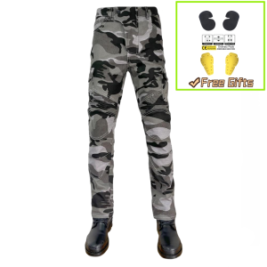 Komine Camouflage Work Pants Multi-Pocket Motorcycle Jeans Outdoor Biker Stretch Pants Fall-Proof