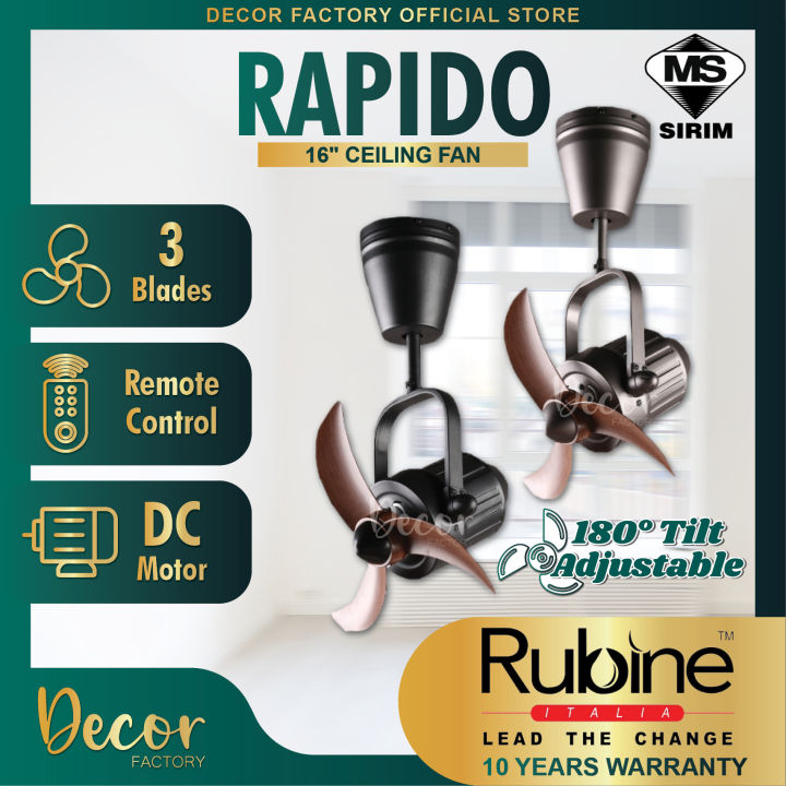 RUBINE Rapido 16'' Designer Fan Oscillation Fan 6 Speed Remote Control