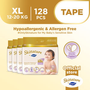 Skinature by Drypers Tape Baby Diaper XL (12-20kg) 32sx4 - Carton