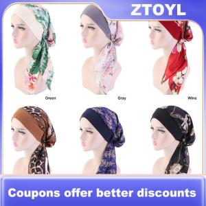 【ZTOYL】 Women Cancer Head Scarf Chemo Hair Loss Hat Turban Pre-Tied Headwear Bandana New