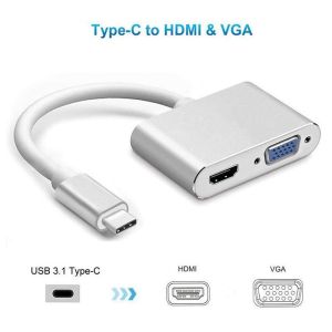 C27- Dây cáp Chuyển đổi Type C sang HDMI và VGA (Mẫu mới hàng xịn)
