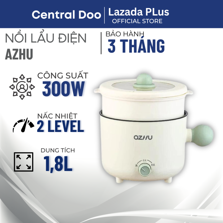 Nồi Lẩu Điện AZHU 18cm 2 Nấc Nhiệt Kèm Giá Hấp Có Tay Cầm Tiện Dụng ...