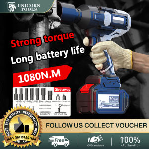 Cordless Impact Wrench Brushless Electric Wrench High Torque Electric Wrench Powerful Heavy Duty Auto Repair Lithium Battery Wrench Brushless Motor Multi-function One Machine Multi-purpose 980N.m 528TV 4.0A B-attery Cordless Impact Wrench with 2 batteries