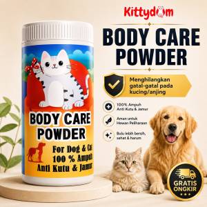 KITTYDOM Bedak Kucing 60gr Body Care Powder Plus Parfume Cat Grooming Powder Perawatan Kulit Bulu Anti Bau Gatal Scabies Skin Care Flea Tick Powder Kucing Anjing Kelinci Hamster Sugar Glider