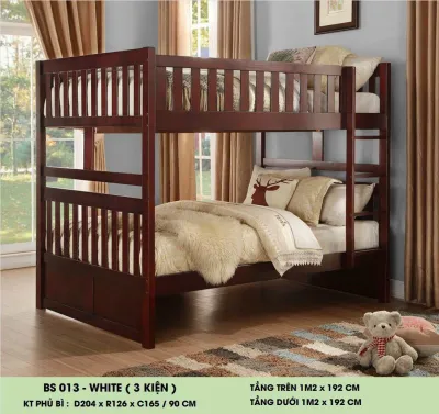 Giường Tầng Gỗ Tự Nhiên Giường 2 tầng GỖ SỒI NHẬP