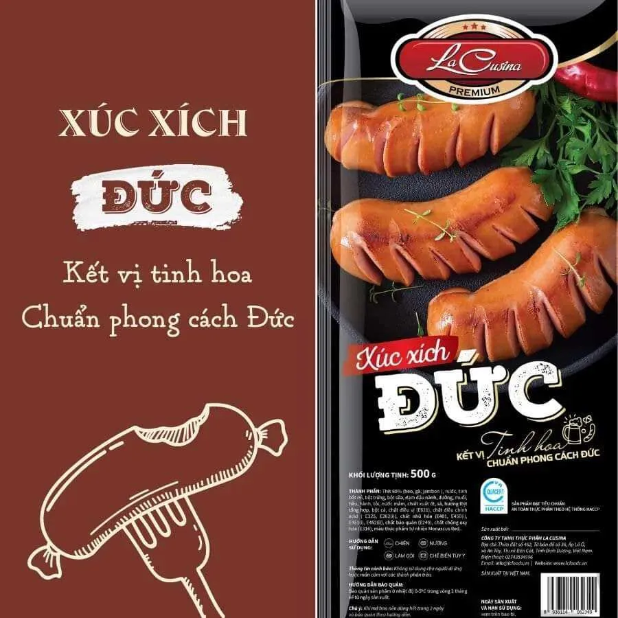 Xúc xích Đức cao cấp Lacusina bịch 500g10 cây (giao nhanh hcm & phụ cận) |  Lazada.vn