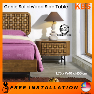 (FREE Installation+Shipping) KBS Genie Solid Wood Side Table / Full Solid Wood / 2 - Drawers Storage / High Quality / Mid-Century Classic / L70 x W40 x H50 cm