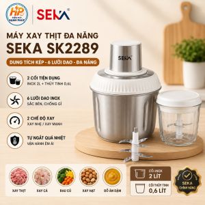 Tặng phụ kiện bóc tỏi - Máy Xay Thịt SEKA SK2289 Đa Năng 2 Cối Thủy Tinh Inox Dung Tích Lớn Lưỡi Dao Inox Sắc Bén Xay Nhuyễn Thịt Rau Củ