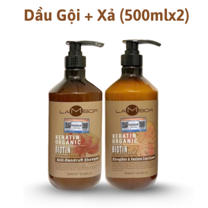 Dầu Gội Xả Hấp Dầu LAMBOR KERATIN 500ml  Làm Sạch Sâu Da Đầu Loại Bỏ Gàu Nấm Ngứa .