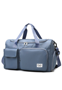 Waterproof Duffel Yoga Bag With Shoe Compartment And Phone Tablet Pocket - Blue