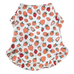 GBDSVD Strawberry Print Dog Cute Vest Top Breathable Big Size Dog Costumes Fashion Thin Shirts Dog Sun Protection Clothing For Dogs Puppy Cats