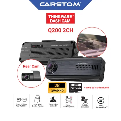 THINKWARE Q200 2-CH 2K Front/FHD Rear Car Dashcam WiFi Super Night Vision Parking Mode Car Camera