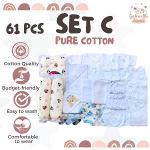 61pcs Newborn Baby Clothes Set C Baru baruan Tie Side for Girl and Boy 0-6mos | Gabriella Infants Collection