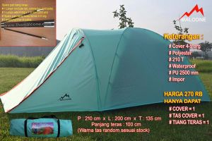 COVER tenda dome 4-5 org Snile Malcone waterproof Polyester 210T PU 2500M (BUKAN TENDA LENGKAP)