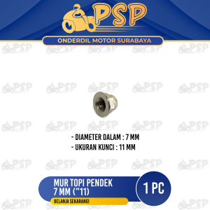 Mur Topi Pendek 7mm K11 (Harga Per 1 PC) - Mor Mur Ring Baut Baud Flange Fleng Pleng Topi Cap Pendek