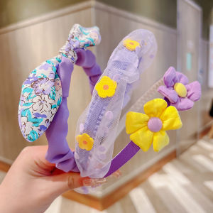 3PCS Korean Cute Cartoon Headband For Kids with Rabbit Ears StellaLou Princess Bow Flower Girls Broken Hair Headband
