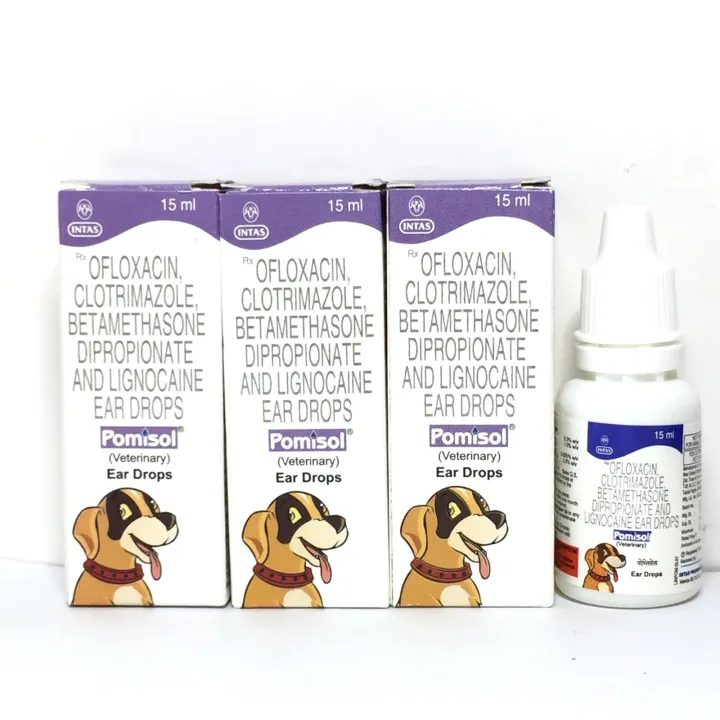 SOUTH VET 3pcs Intas Pomisol Ear Care Drops for Dogs 15ml Ear