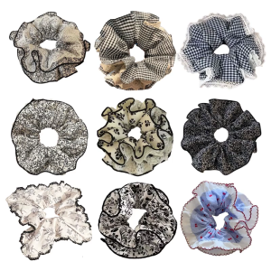 Soft Fabric Hair Scrunchies For Bun Styling French Floral Lace Design Women Hair Decoration Headwear