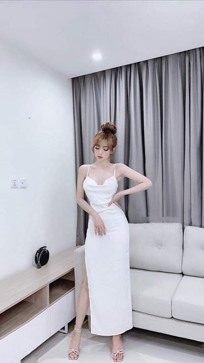 [MÃ LAZADAFAHB01 - GIẢM 30K ĐƠN 100K] Đầm maxi dạ hội lụa cổ đổ  hở lưng siêu xinh. Váy maxi đẹp