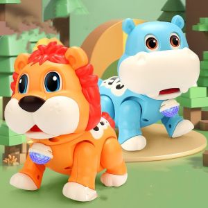 VERIDIAI Crawl Learning Flashing Dancing Animal Toy Educational Singing Dancing Educational Musical Toy Sensory Toy Lion Hippopotamus Flashing Light Sounding Toy For Child