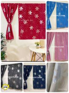 ผ้าม่านแบบสอดลวดผ้าทึบกันแสงลายดอกไม้ใหญ่