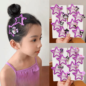 4PCS/Pack Girls Kuromi Hairpin Star Hair Clip Side Clip Girl Fashion All-Match Hair Accessories
