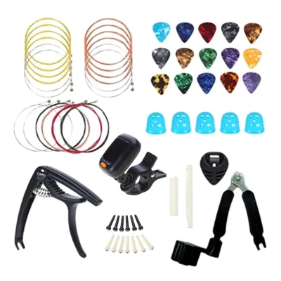 Guitar Accessories Kits Guitar Picks & Capo & Tuner & Guitar Strings & String Bone Bridge Saddle & Bridge Pins and Nut
