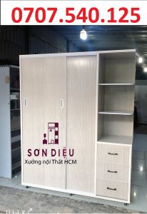 Tủ quần áo nhựa đài loan cửa lùa kèm kệ 1m8x1m45x45cm màu xám và sồi kem giá tận xưởng