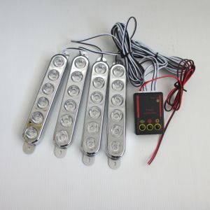 ไฟกระพริบ ฉุกเฉิน LED 12v. แดง2-น้ำเงิน2 ปรับสเต็ปได้ สำหรับรถกู้ภัย รถพยาบาล รถตำรวจ