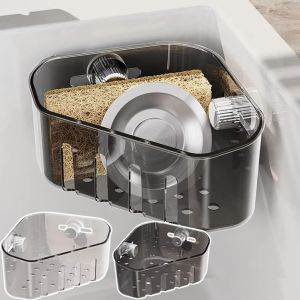 MOUSSE ถ้วยดูดสูญญากาศ ชั้นวางท่อระบายน้ำในห้องครัว ที่หมุนได้ ใช้งานได้หลากหลาย ชั้นวางมุมอ่าง ชั้นอบแห้ง สามเหลี่ยมแอลอีดี ตะกร้าเก็บของในอ่างล้างจาน ห้องน้ำในห้องน้ำ