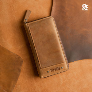 Handbag Mini Pouch Cowok Dompet Panjang Pria Kulit Sapi Reven - Abimana Wallet