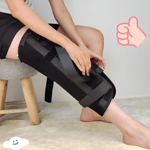 Knee Immobilizer Brace Adjustable Aluminum Alloy Straight Knee Support Brace Full Leg Support Brace for Knee Injury