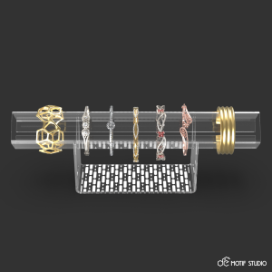 TEMPAT RAK PENYIMPANAN PAJANGAN AKSESORIS PERHIASAN GELANG AKRILIK BENING BRACELET BANGLE JEWELRY JEWELLERY RACK SHOWCASE DISPLAY ACCESSORIES HOLDER STAND STORAGE ORGANIZER KEKINIAN AESTHETIC ESTETIK ELEGANT MODERN PATTERN CLEAR ACRYLIC MOTIF DASHED 005