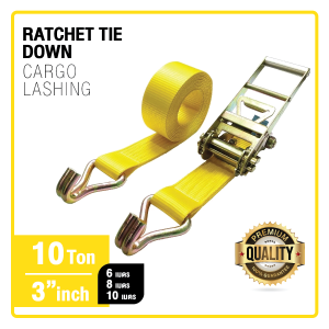 สายรัดเฟืองเกียร์พร้อมตะขอ Double J-Hook 3 นิ้ว รับแรงดึงได้ 10 ตัน