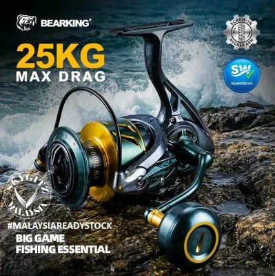 BEARKING SW-H Spinning Reel 25KG Max Drag Metal Body Waterproof Saltwater Fishing Reel MALAYSIA Stock