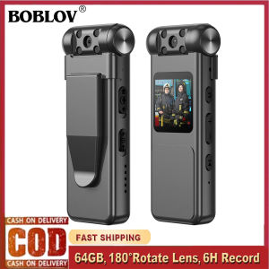 Boblov V18 กล้อง ขนาดเล็ก64GB กล้องวิดีโอ HD 1080P 180 ° lnes หมุนได้และออโต้ upsidedown ภาพกลางคืนกล้องสวมใส่6ชั่วโมงบันทึกวิดีโอเสียงกล้อง Vlog สำหรับทุกวันจัดส่งกีฬา