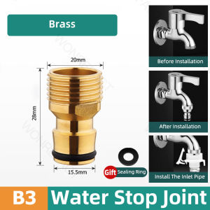 Washing Machine Brass Water Stop Joint Quick Connector Pipe Joint Garden Outdoor Hose Easy To Install Water Stop Valve