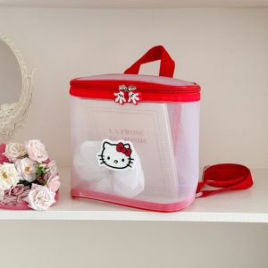 REEBO Cartoon Childrens Swimming Bag Cute Kitty Transparent Toiletry Storage Bag New Waterproof Beach Backpack Kids