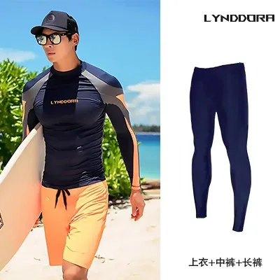 SAILBEE Mens UV Sun Protection Long Sleeve Rash Guard Wetsuit Swimsuit Top Diving Suit Men Split Long-Sleeved Trousers Sunscreen M099