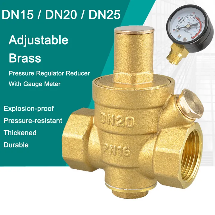MadHornets DN15 Brass Water Pressure Regulator Reducer With Gauge – 1/2" Adjustable, 0.05-0.8Mpa