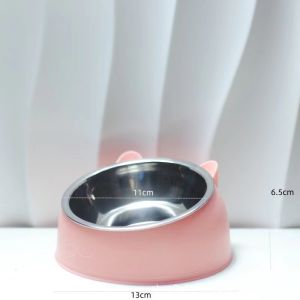 YiGo (Stainless Steel Cat Bowl) Double Bowl for Protecting Neck Slanted Cat Bowl Pet Food Bowl Cat Supplies 猫咪用品 不锈钢猫碗