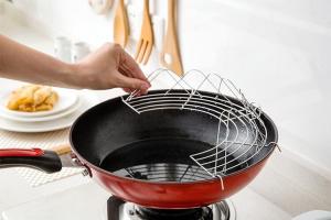 Multi-function Stainless Steel Semicircle Frying Oil Filter Rack Kitchen Cooking Gadgets Foldable Steaming Drain Oil Holder [Free Gift]