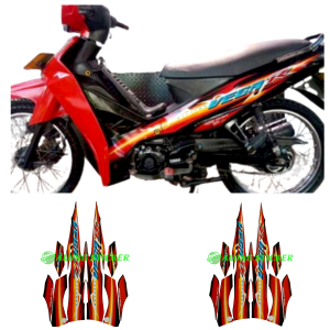STIKER STRIPING LIST LES BODY MOTOR VEGA R 2007 WARNA HITAM-MERAH 1SET STANDAR